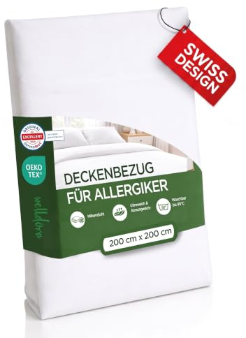 Welldora Milbenbezug Bettdecke 200x200, Premium Encasing, Allergiker | Allergiker-Bezug gegen Milben & Bettwanzen | Dermatologisch getestet | Oeko-Tex Bettwäsche | Waschbar 95°C | Schweizer Marke