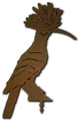 ARTTEC Design Tiere Wiedehopf zum stecken Größe B 20 x H 33 cm - hochwertige Gartendeko aus Metall - Rostdeko für Garten, Balkon & Terasse - Metall Gartenstecker - Made in Germany