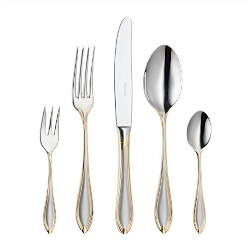 VILLA ITALIA Besteck Set Tafelbesteck Löffel Gabel Messer Chrom Edelstahl Stil Besteck Set 12 Personen 60 Teile ACAPULCO