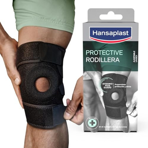 Hansaplast Sport Supporto Ginocchio, Ginocchiera sportiva per protezione e sollievo, Ginocchiera ortopedica con regolazione della pressione, Tutore ginocchio in tessuto Thermo-Tech