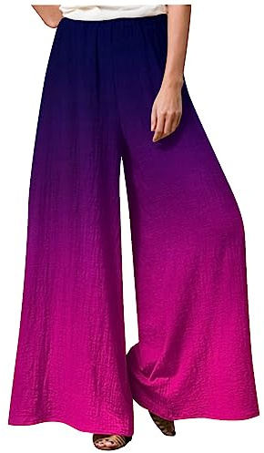 Sommerhose Damen Leicht Elegant Lang Jogginghose Damen Große Größen Blumenmuster Fahrradhose Hohe Taille Schlabberhose Casual Leinenhose Baumwolle Leinen Palazzo Hosen Sommerh Mit Elastischem Bund
