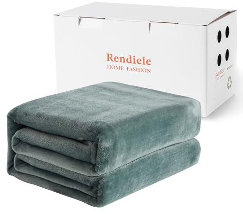 Rendiele Warme Kuscheldecke Flauschige 160x220cm, Flanell Fleecedecke auch als Sofadecke Wohnzimmer Blanket und Bettüberwurf, Grün