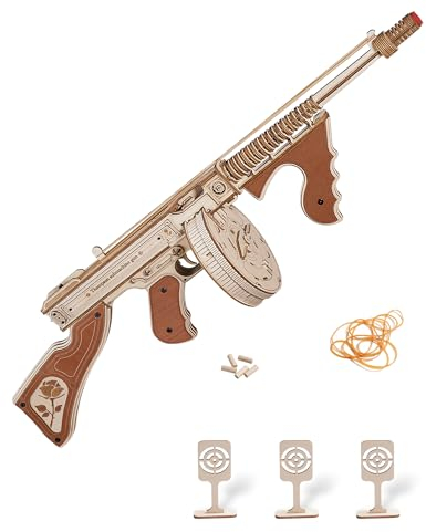 ROKR Tommy Thompson Submachine 3D Holzpuzzle Erwachsene,STEM Modell Schreibtischdekoration Geschenk für Papa Männer (LQB01)