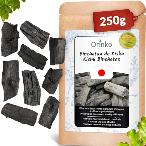 ORINKO Binchotan Kishu lös 250 g - Japanskt aktivt kol för naturlig vattenrening - miljövänligt vattenfilter vattenkran - bambukol för akvarier och BBQ