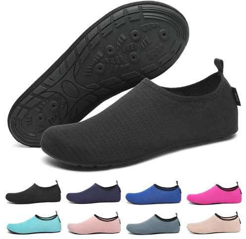 SAGUARO Scarpe da Scoglio Donna Uomo Scarpette Scoglio Scarpette Mare Scogli Antiscivolo Scarpe Mare Scoglio per Spiaggia Acqua Immersione Rombi Nero Scuro Gr.44/45
