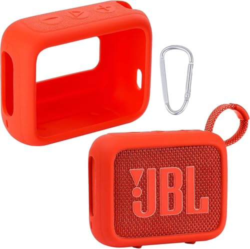 co2CREA bärväska, silikonskal kompatibelt med JBL Go 4, bärbar Bluetooth-högtalare, bärbar ultralätt silikonskyddande fodral med karbinhakar (högtalare ingår ej)