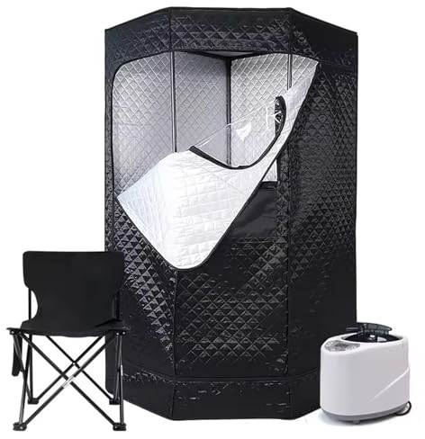 guoyjmm Portable Sauna,Pentagon Sauna Tent, Sauna Box, Personal Steam Sauna Room, Home Sauna Spa with 2.6L Steam Generator, Remote Control, Timer, Folding Chair