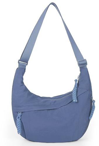 GSenhui Borsa a tracolla in nylon a mezzaluna da donna borsa a tracolla morbida borsa hobo multi tasca borsa leggera a tracolla con tracolla regolabile, Blu