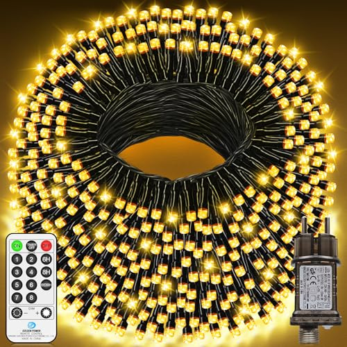 LYNNON 42m 1400 LED Lichterkette Außen Warmweiß Lichterkette Outdoor Wasserdicht 8 Modi mit Fernbedienung und Timer, Lichterkette Innen für Party Hochzeit Ostern Garten Balkon Weihnachtsbaum deko