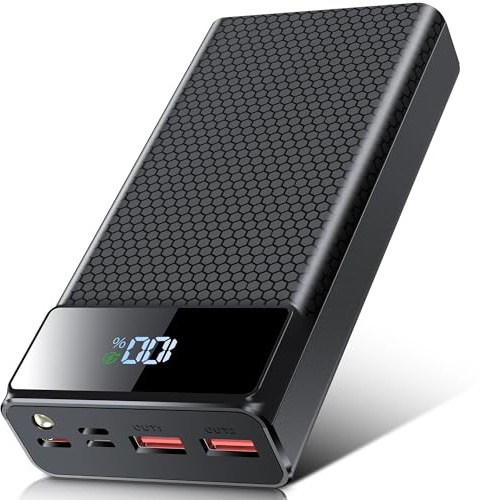 Batterie externe USB-C 56800 mAh 65 W, charge rapide avec écran LCD, 4 sorties et 2 entrées compatible avec iPhone/tablette