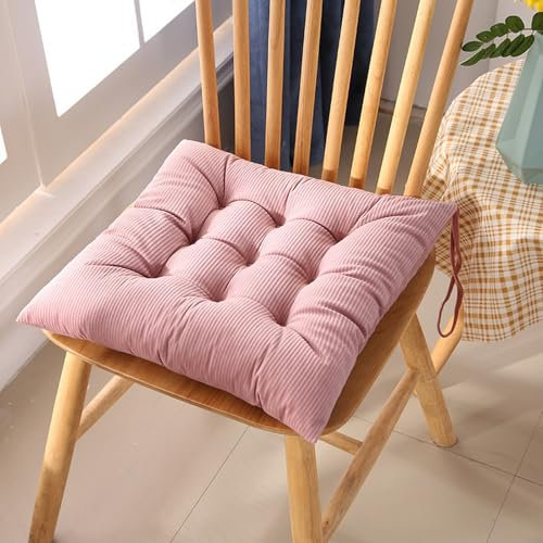 Lifup 2er Set Stuhlkissen mit Bändern, Sitzpolster Sitzkissen Bodenkissen Stuhlauflage, Sitzerhöhung Sofakissen Zierkissen für Küche oder Esszimmerstuhl Rosa 2 Stück 40 x 40 cm