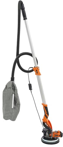 1250W Trockenbauschleifer, wechselbarer Schleifteller, Bürstenkranz gefedert, 120-220cm Teleskop-Stiel, inkl. 6 Schleifpapier, 2m Absaugschlauch, LED-Arbeitsleuchte, für Wand und Decken (orange)