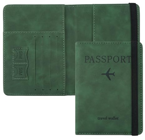 ILIYAH Reisepass Hülle Passport Cover Mit RFID Blocker Kartenhülle Multifunktional Karten- und Geldschlitze (Grün)