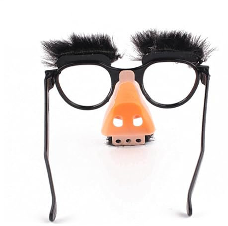 Big Nose Glasses - Hautfreundliche Disguisee Brille | Partybrille mit Augenbrauen und Schnurrbart | Neuheit Brille | Lustige Brille für Themenpartys Bühnenauftritte Silly Fun