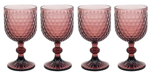 Lesser & Pavey Elements Pink Wine Glass Set of 4 for Home, Kitchen, Restaurant & Parties | Lovely Wine Glass Set of 4 for Drinks | Gorgeous Gift for Women, Men, Wedding & Christmas