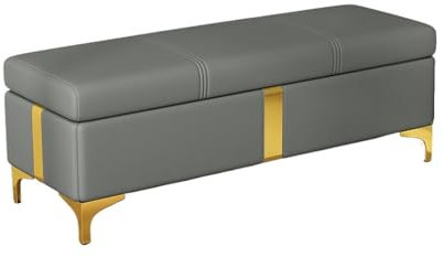 B Sitzbank mit Ledersofa und Spielzeugaufbewahrung, 120 x 40 x 45 cm, Grau