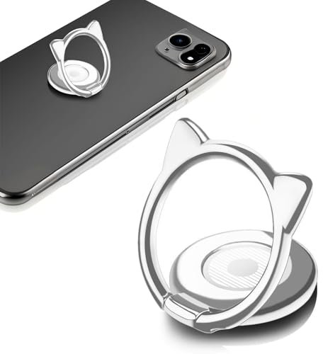 Vilbocr Cell Phone Ring Stand Holder,Cute Little Devil Metal Finger Stand Kickstand 360°Rotation Phone Ring Ring Hand Grip.Cellphone Support Ring Holder Finger Grips for All Smartphones (silver)