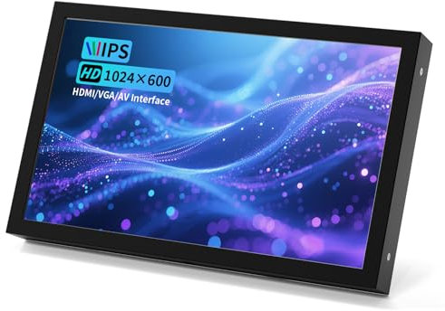 Jun-Saxifragelec Mini Monitor 7 Zoll HDMI, VGA, AV, BNC, 1024 × 600 Kleiner IPS-Bildschirm mit eingebauten Lautsprechern, 178° Betrachtungswinkel LCD tragbarer Monitor für PC/TV/DVD/CVBS (Non-Touch)