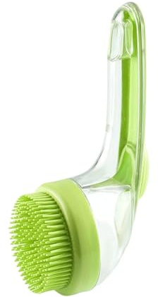 LUMOOM Waschbürste für Hunde mit Seifenspender, Silikon Massage-Tool für Katzen & Co, Hundeshampoo-Applikator mit Griff, Fellpflege Badebürste Grobzinkig (Grasgrün)