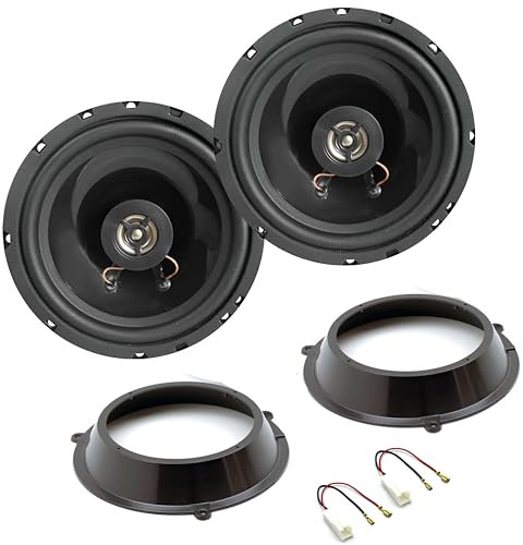 Sound Way 2-Wege-Koaxial-Lautsprecher-Set, 16,5 cm (120 W Max / 60 W RMS) mit Adaptern und Kabeln, kompatibel mit Fiat Panda 169 (2002 – 2012), nur für Vordertüren