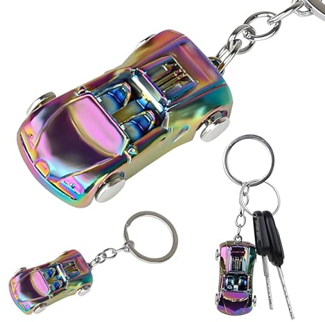LuxStellar Autoschlüsselbund Für Fahrzeug, 1 Stück Schlüsselanhänger Auto - Exklusiver Schlüsselringe Personalisiert Mit Cabrio-Modell (5x2.5cm, Zinklegierung, Bunt Metallic),Autoschlüsselanhänger