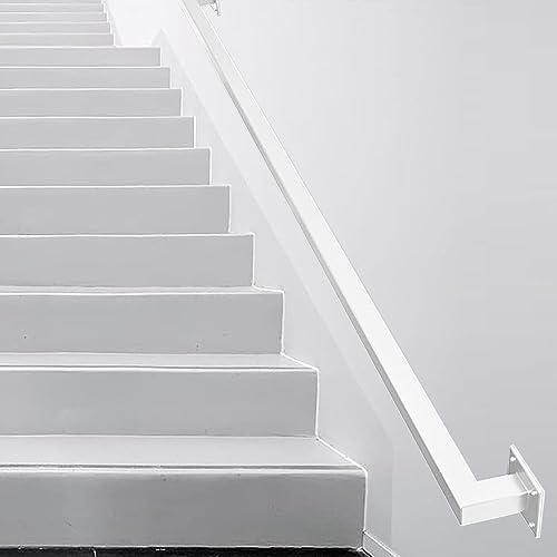 Main courante carrée blanche de 3,6 m pour escaliers à fixation murale, kit complet, antidérapant, idéal pour la maison, le couloir, le grenier, la terrasse, la balustrade, les escaliers, barre