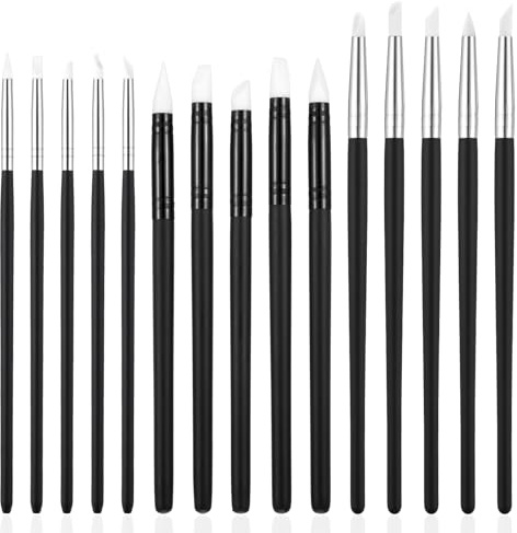 JIEYAO 15 pinceles de silicona, pincel de goma para pintar por números, juego de modelado de arcilla de goma, herramienta para bricolaje