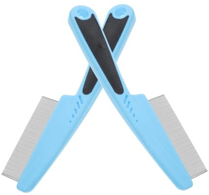 OATIPHO Pettine Fine in Acciaio Inox, 2 Pezzi, Denti Sottili per Desquamazione e Districare Chioma, per Ragazzo Ragazza e Animali, Blu
