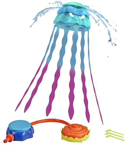 Nerf Super Soaker Stomp & Soak Water Toy | Jellyfish Launches Into The Air & Sprays Water | Attaches to Garden Hose | Kids Outdoor Sprinkler Toys & Gifts | Ages 4+