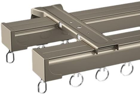 Binario per tenda in alluminio, montaggio a soffitto, 150 cm, a 2 strati, con occhielli scorrevoli, resistente, bianco/nero per un funzionamento regolare, soluzione perfetta per l'arredamento della
