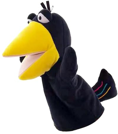 Handpuppen für Kinder, 25 cm, Rabensocke | Handpuppen-Set mit Tieren | Plüschtier in Rabenform mit funktionierendem Mund für Theateraufführungen, pädagogisches und lustiges Spiel