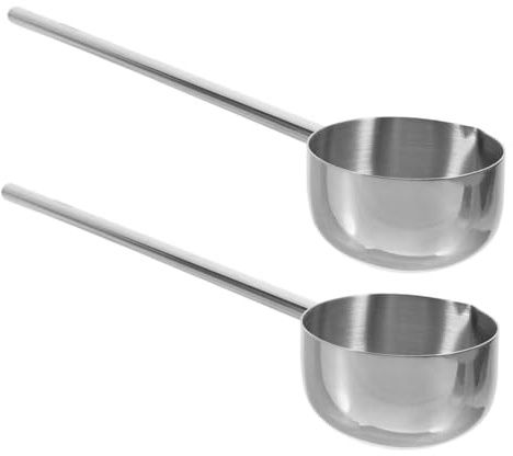 Gatuida 2 pièces Louche Mini Acier Inoxydable avec Longue Poignée Petite Cuillère à Huile pour Cuisson et Versement Sécurisé à Domicile et Restaurant