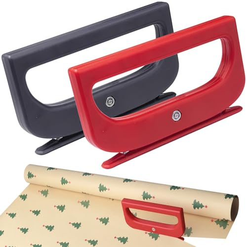 2 Pack Wrapping Paper Cutter, Pathneer Dual-Ended Gift Wrap Cutter with 4 Blades, Effortless Gift Wrapping Supplies for Christmas, Birthday & Holidays