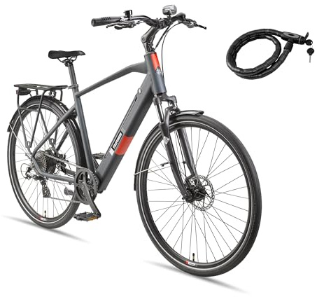 TELEFUNKEN Trekking E-Bike 28 Zoll Pedelec für Damen und Herren | 417,6Wh Li-Ion-Akku | 40Nm Heckmotor | 8-Gang Shimano Kettenschaltung | LCD-Display | Scheibenbremsen | inkl. Fahrradschloss