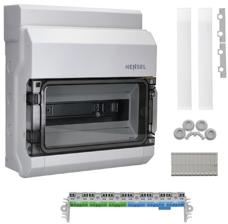 Hensel KV1512 Kleinverteiler - 12 TE Sicherungskasten Aufputz IP 54 | 1-reihig, Feuchtraum-Verteilerkasten, Kompaktes Automatengehäuse für Wohnraum & Gewerbe