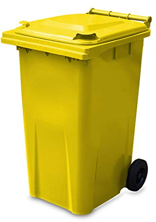 Poubelle à Roulettes – 240 litre – 6 couleurs (domestique Standard Taille), Plastique, jaune, 240 Litre