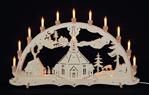 Schwibbogen Lichterbogen Erzgebirge Seiffener Kirche innenbeleuchtet traditionelles Motiv Weihnachten Advent Dekoration