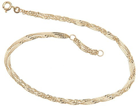 Silberketten Store Fußkette Singapur 2reihig - 1,8mm Breite - 333 Gelbgold, Länge wählbar von 23-30cm