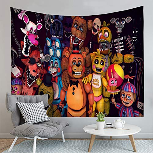 FNAF Wandteppich, fünf Ni-ghts at Fre-Ddys, Wandteppich, Handwerk, Wandteppich, Kunst, dekorativ, für Schlafzimmer, Wohnzimmer, Schlafsaal, Vorhang, 90 x 75 cm