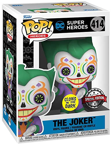 Funko POP! Heroes: Dia De Los DC - The Joker - Leuchtet Im Dunkeln - DC Comics - Vinyl-Sammelfigur - Geschenkidee - Offizielle Handelswaren - Spielzeug Für Kinder Und Erwachsene - Comic Books Fans