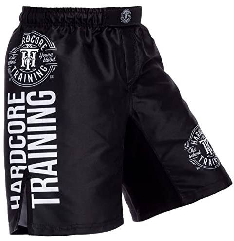 Hardcore Training Kids Boxing Shorts Kurze Hose Kinder Boxen Fitness Sportbekleidung Kinder Muay Thai BJJ Kickboxing (DE/NL/SE/PL, Alter, 10 Jahre, Regular, White Black)