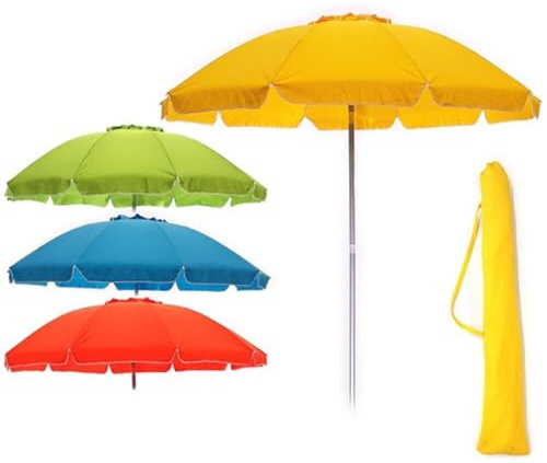 cosedacasa Ombrellone da mare antivento per spiaggia giardino grande cm240 in acciaio tessuto poliestere 200gr-celeste