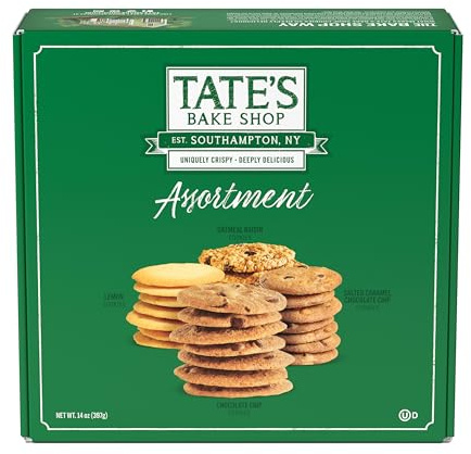 Tate's Bake Shop Caja de regalo de galletas, chispas de chocolate, avena, pasas, mantequilla crujiente y galletas de limón, 14 onzas