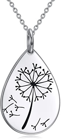 AXELUNA Löwenzahn Halskette für Frauen 925 Sterling Silber Teardrop Anhänger Halskette Pusteblume Schmuck Geschenk für Tochter Mädchen Mutter Schwester