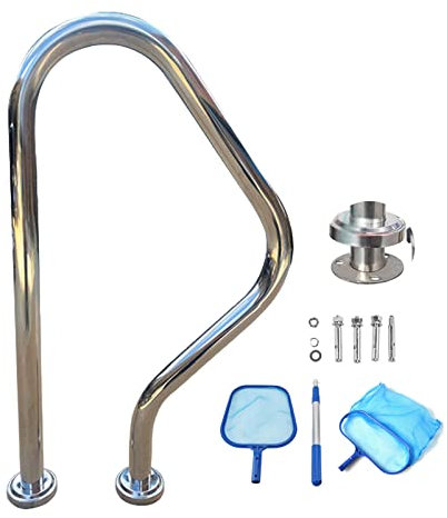 Lsoiup Pool Rails for Inground Pool Entry Pool Skimmer Set 304 Stainless Steel 260lbs Load Capacity Rustproof Ergonomic Swimming Pool Handrail