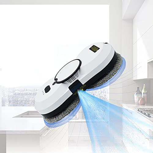Hengqiyuan Fensterputzroboter mit Sprühfunktion, Elektrischer Fensterreiniger mit Fernbedienung, 2800 Pa Saugleistung 30 ml Wassertank, Intelligentes Kantenerkennungssystem für Glatten Oberflächen