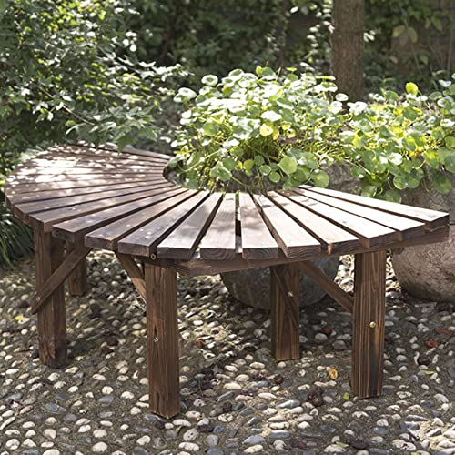 Fadiadem Gartenbank Sitzbank halbrund Baumbank, Hofbank für den Außenbereich aus Hartholz, Gebogene Bank ohne Rückenlehne, 120 cm, Patio-dekorativer Möbel-Stuhl-Park-Loveseat