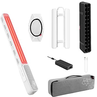 ZHIYUN FIVERAY F100 RGB LED Stick Light 100W Dimmable 2700K-6200K avec Porte de Grange et Grids Softbox Effets d’éclairage intégrés (Combo, Blanc)