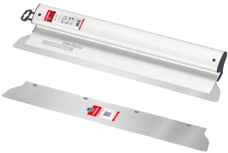 COMENSAL Profi-Set - Flächenspachtel 600 mm mit Blatt 0,3 mm - Ersatzblatt 0,5 mm - Breitspachtel - Dekorspachtel - Fassadenspachtel - Edelstahl - Made in EU