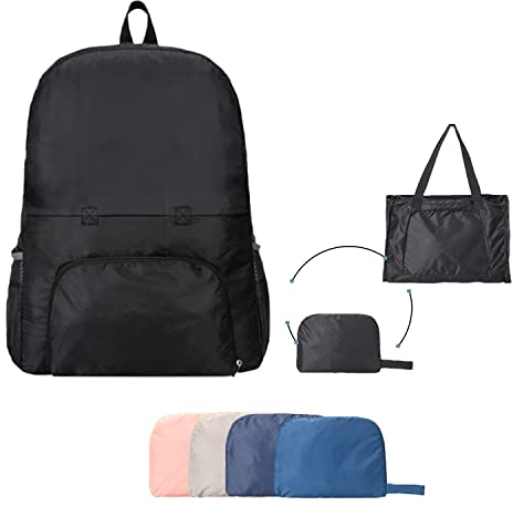 Uktunu Faltbarer Rucksack Ultra Leicht Unisex Tagesrucksack Outdoor Wasserdichter Wanderrucksack Ultraleicht-Kleiner für Camping Wandern Reisen Schwarz